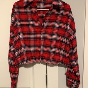 Plaid Drawstring Crop Top